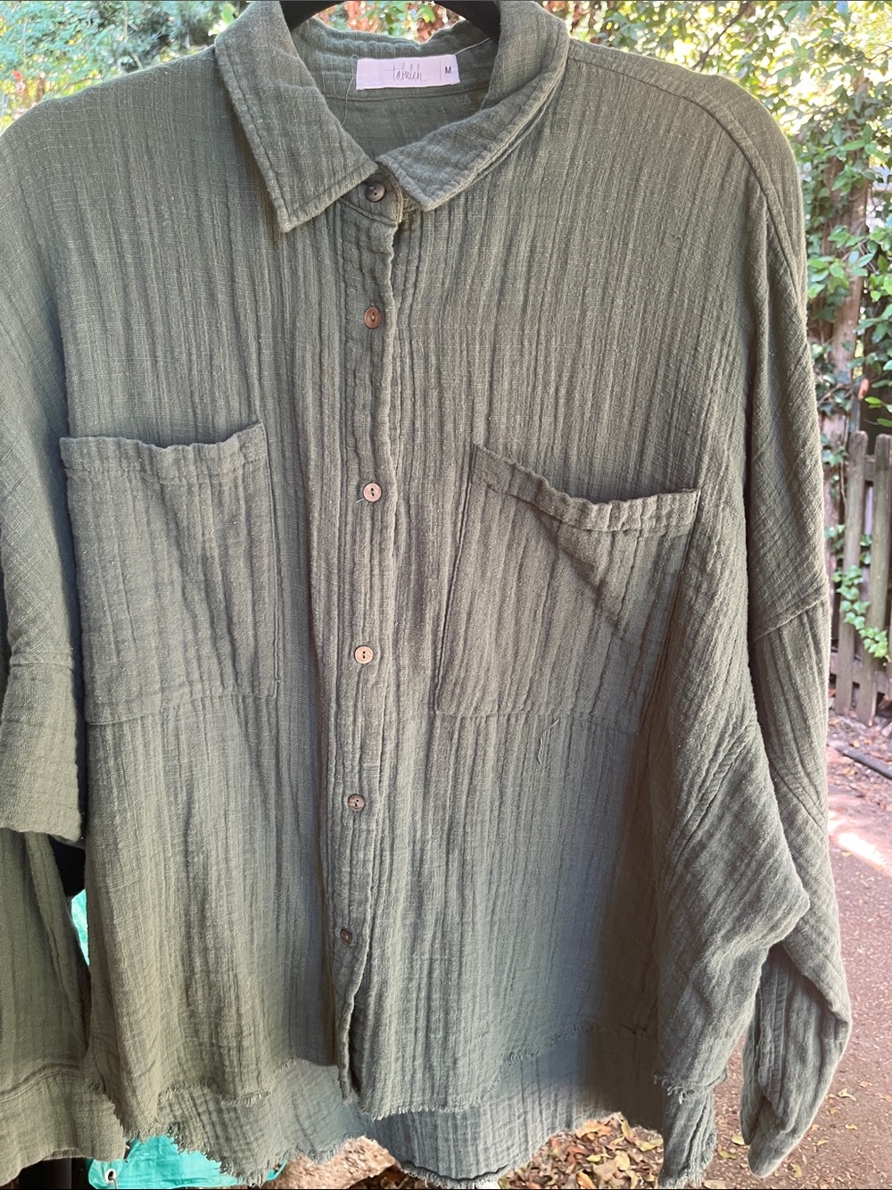 Talulah Green gauze Button-Up Shirt